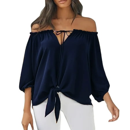 

Running Shirts for Women Women Summer Off Shoulder Shirt Floral Print Casual Long Sleeve Off Shoulder V Neck Tops Retro Ethnic Style Loose Blouse Scrub T Shirts