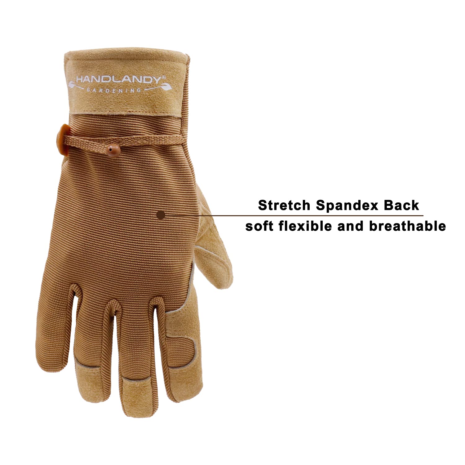 HANDLANDY Womens Leather Work Gloves, Cowhide Gardening Gloves Utility Work Gloves, Large - image 5 of 6