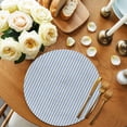 thumbnail image 2 of Blue Striped Round Placemats Set of 6 for Dinning Tables,Heat-proof Braided Table Mats 13 Inch,Modern Simple Farmhouse Beige Vintage Washable Place Mat for Kitchen Restaurant Party Table Decor, 2 of 9