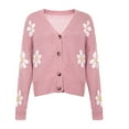 thumbnail image 4 of Vedolay Women Long Cardigan Open Front Sweaters Cardigan Coat Long Sleeve Knit Outwear Pink,L, 4 of 5