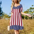 thumbnail image 3 of USA US FLAG RED BLUE WHITESTARS AMIRECA Sleeveless Dress elegant party dress for women 2024 clothes, 3 of 7