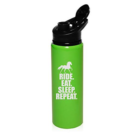 

MIP Brand 25 oz Aluminum Sports Water Travel Bottle Horse Ride Eat Sleep Repeat (Bright-Green)