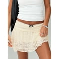 thumbnail image 5 of Elippeo Women Mini Skirt, Vintage Elastic Waist Lace Skirt Bow Summer Skirt Streetwear for Casual Daily, 5 of 7