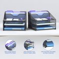 thumbnail image 3 of SHBOTO 2 Pack Mesh Desk File Organizer Letter Tray Holder, Desktop File Folder Holder with 3 Paper Trays and 2 Vertical Upright Section, Black, 3 of 6