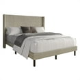 thumbnail image 4 of Home Design Duluth Queen Corduroy Velvet Upholstered Platform Bed Frame with Wingback Headboard & Button-Tufted Detail, Beige, Easy Assembly, 4 of 11