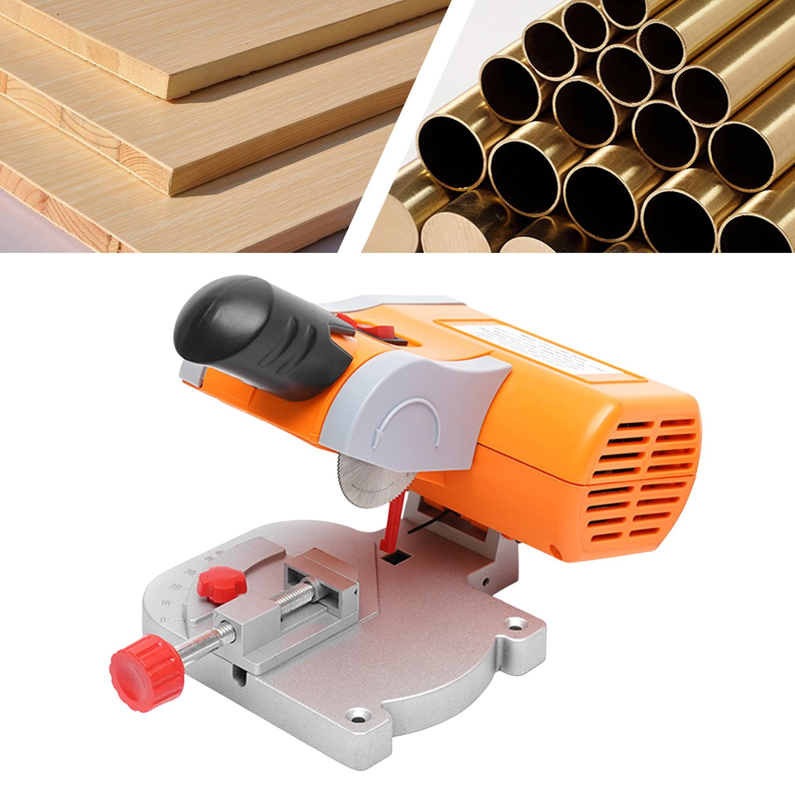 90W Mini Benchtop Cut-off Miter Saw 0.47inch Miter Saw Wood Metal Cutter with Clamping Handle Armrest