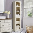thumbnail image 5 of VAUXHILL & CO. Halston Narrow Bookcase, Adjustable Storage Shelving Unit, Cream, 5 of 9