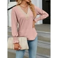thumbnail image 6 of Arvbitana Women Knit Tops Long Sleeve T-shirt V Neck Contrast Color Sweater Loose Fall Pullover Casual Tops for Casual Daily, 6 of 8