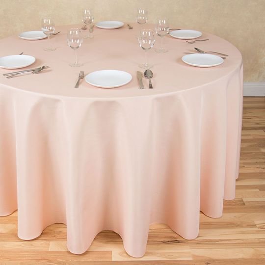 2pk 120 In Round Polyester Tablecloth Peach Com Round Polyester Tablecloth Peach, Linens For Round Tables