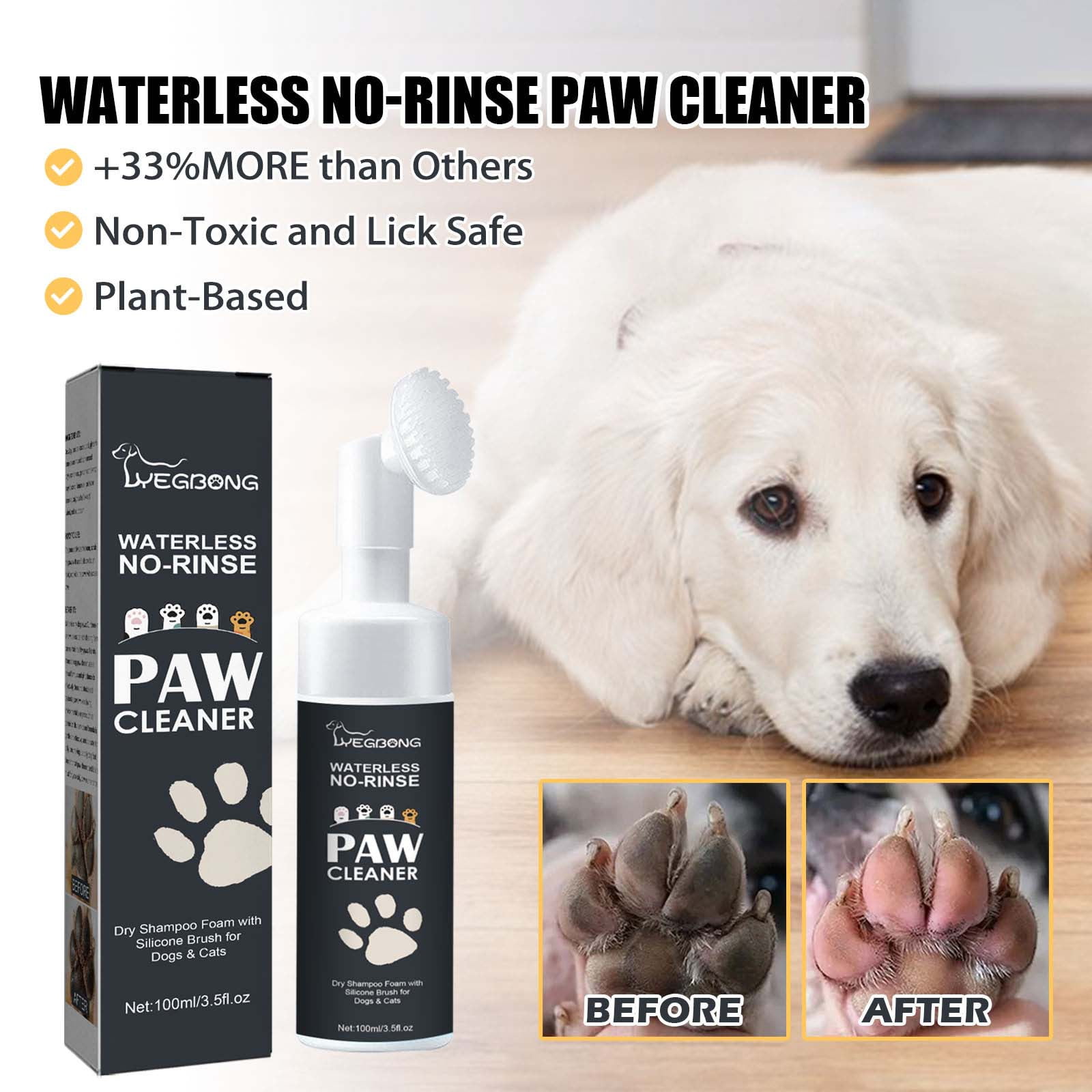 folaymass Magic Foam - Paw Cleaner for Dogs, Cats, and Pets, Waterless Dry  Shampoo Foam with Silicone Brush, No-Rinse Dog and Cat Paw Washer Scrubber
