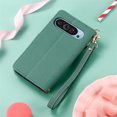 thumbnail image 4 of Wallet Case Compatible for Google Pixel 9 Pro XL Fold Case with Card Slots,Strap & Kickstand Leather with Zipper Shockproof Slim Cover Phone Case for Google Pixel 9 Pro XL Fold Wallet Case,Green, 4 of 10