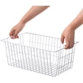 thumbnail image 6 of NOGIS 1 Pack Wire Storage Baskets, Large Farmhouse Metal Freezer Basket Storage Organizer Bins with Handles for Kitchen Cabinets, Pantry, Closets, Bedrooms, Bathrooms (White Large), 6 of 7
