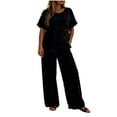 thumbnail image 3 of VBVC Women's 2 Piece Asymmetrical Button Pants Sets , Casual Summer Loose Matching Outfits For Women , Ladies' Short Sleeve Tunic Suit Sets with Pockets,Black,S-3XL, 3 of 8