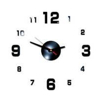 DIY Wall Clock 3D Frameless Silent Non Ticking, Black Round Battery Operated Modern Wall Clocks for Living Room Bedroom Office Home and Kitchen