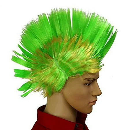 Dazzling Toys Wiggling Punk Blinking LED, Green and Colored Wig. One per