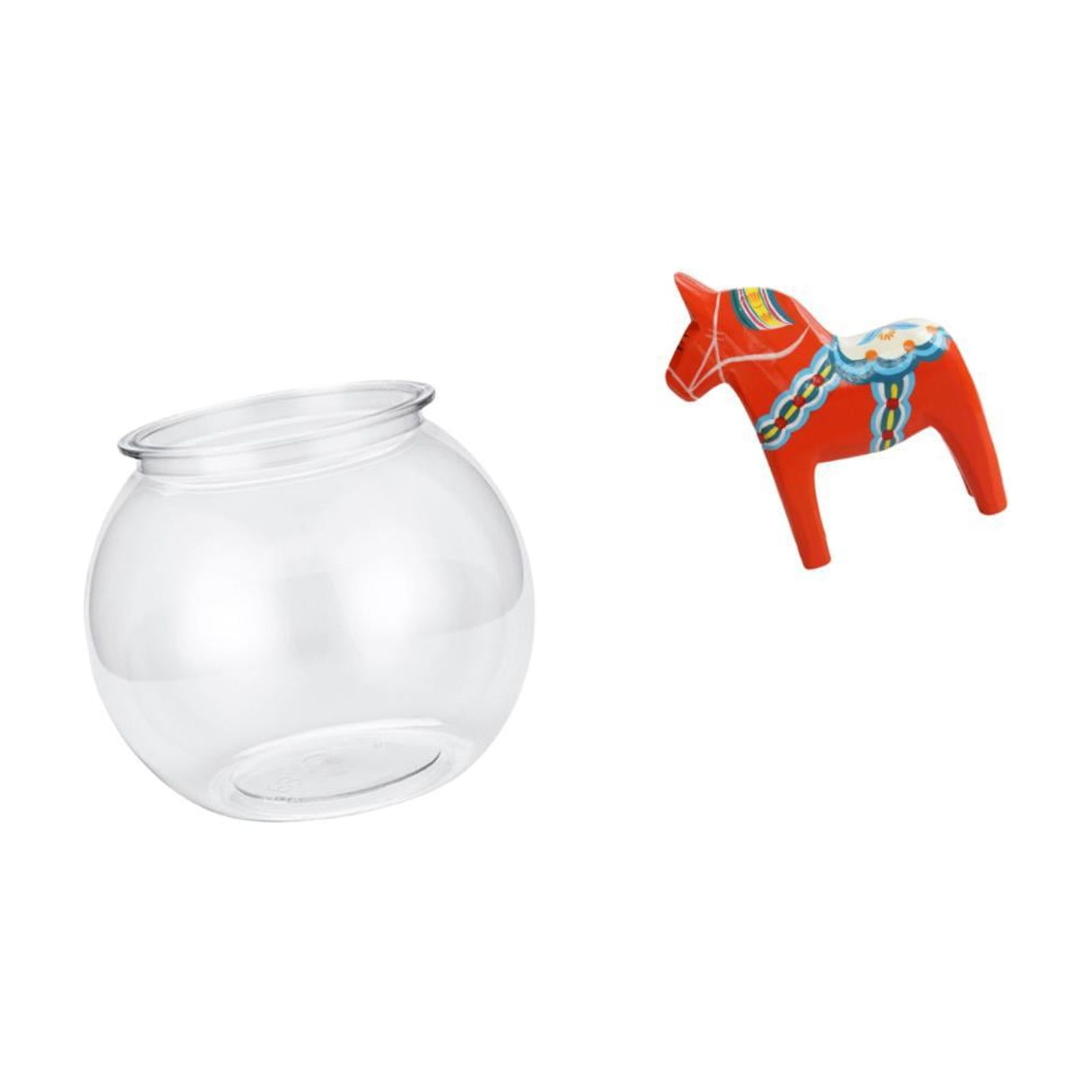 Desktop Aquarium Tank Transparent Small Fish Bowl Vase PP Wood Decor for Office Table Living Room