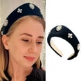 thumbnail image 2 of BEGHUAS Elegant Black Plush and White Pearls Headbands for Women’s Hair Accessory Comfortable Hair Decoration for Vacation, 2 of 4