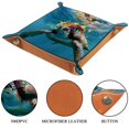 thumbnail image 3 of Women Girls Leather Square Dish Trinket Plate Jewelry Tray for Mothers Day Birthday Gift, Swimming Sea Turtle Flowers Bouquet, 3 of 6
