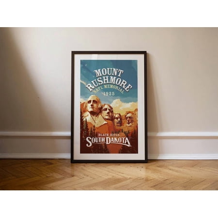 Mount Rushmore South Dakota Wall Art Print With Retro Outdoors Decor