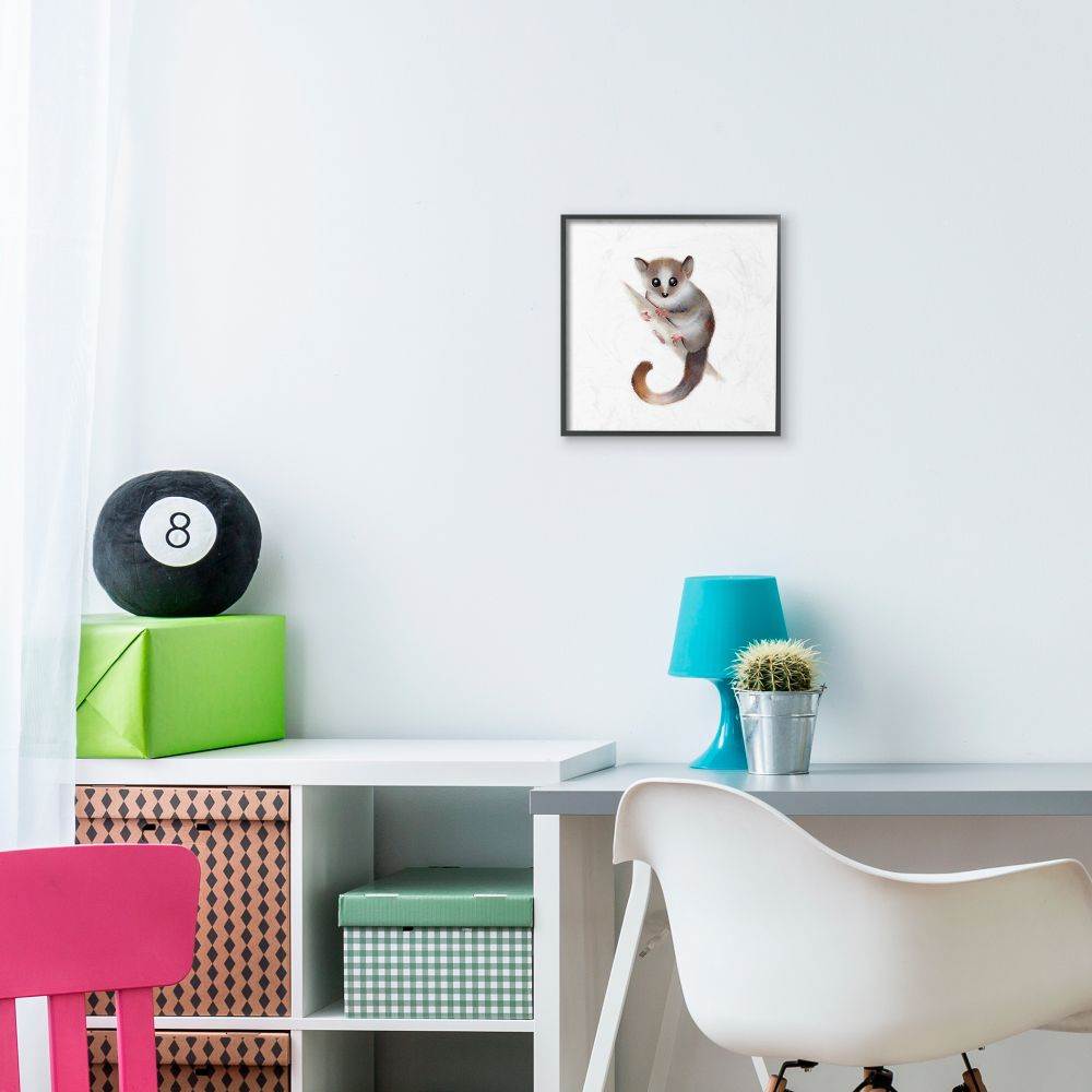 The Kids Room by Stupell Cute Cartoon Baby Lemur Zoo Animal Painting Framed Giclee Texturized Art by Studio Q by Studio Q