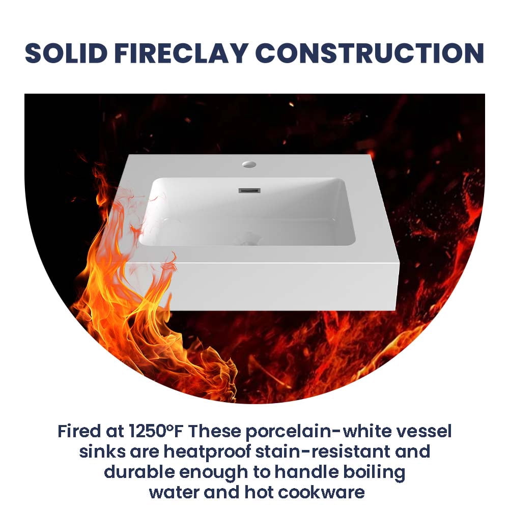 CITTANEO Glossy White Solid Surface Integrated Sink - Vessel Bathroom Vanity Basin Without Drain or Faucet - Seamless Non-Porous Design