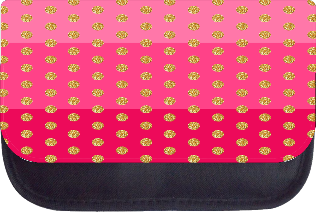 Gold Faux Glitter Polka Dots on Colorblocked Stripes Print Design 13" x 10" Black Preschool Toddler Children's Backpack & Pencil Case Set - image 3 of 4