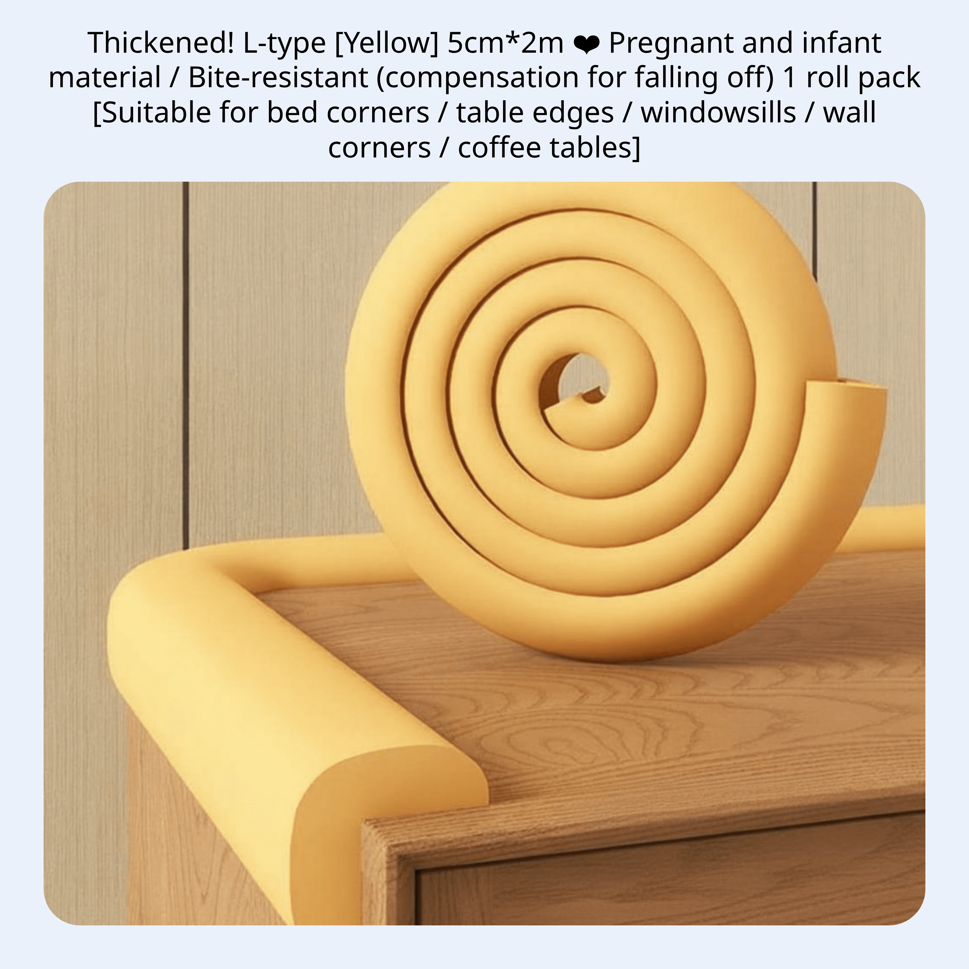 Tnarru Infant Edge Protector, NBR Foam Corner Guard, L-Shaped Strip Yellow