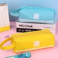 thumbnail image 5 of Pencil Case Zipper Pouch, Learning Supplies Organizer, Reusable Portable Durable Pencil Case, Large Capacity, With 2 Compartments, For Academic gear & Makeup, 1Pc, Multicolor(Yellow,7.8x3x2.9"), 5 of 6