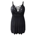 thumbnail image 4 of Intimates Women Elastic Plus Size Stretchy With Two Pieces Mesh Nightgown Underwear, 4 of 7