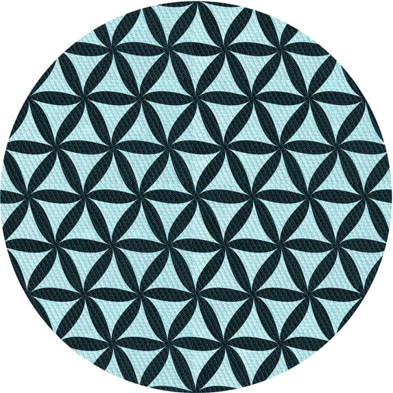 Ahgly Company Machine Washable Indoor Round Transitional Deep Teal Green Area Rugs, 3' Round