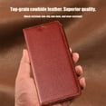 thumbnail image 2 of Top-grain cowhide leather case for iPhone with card slots and stand, lychee-textured business-grade protective case, 2 of 6