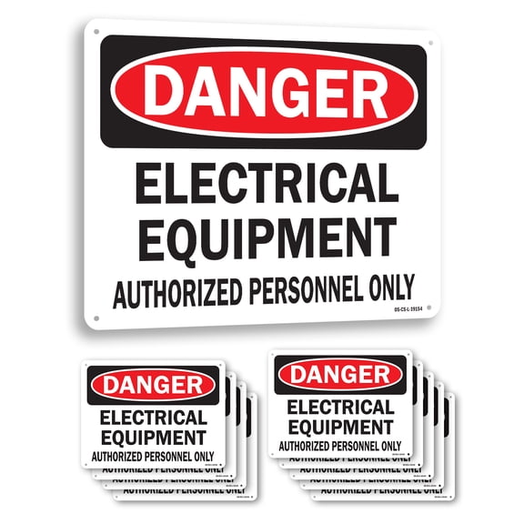 Electrical equipment authorizred OSHA Caution Rigid Plastic Sign 10 Inch x 7 Inch - 10 Pack