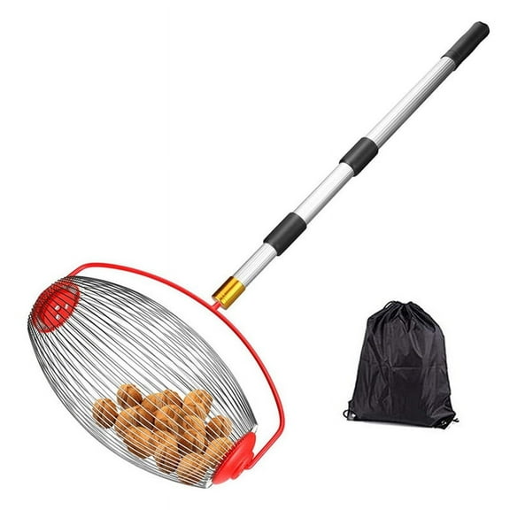 Nut Picker Garden Stainless Steel Drum Suitable for , Pine Cone, Walnut Waste Collection Big Ball