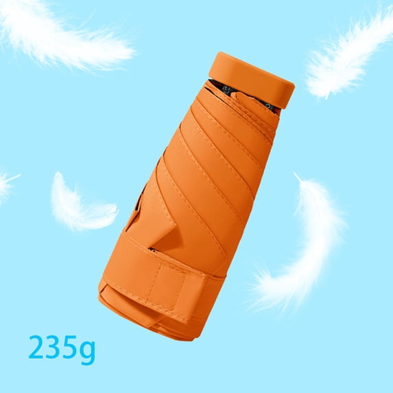 Travel Umbrella Sun Protection Easy Grip for Walking Adults Kids Backpacking Orange