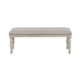 thumbnail image 2 of Katherine 48 Inch Bench with Fabric Seat and Turned Legs White - Saltoro Sherpi, 2 of 6