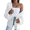 thumbnail image 2 of Womens Chunky Cardigan Cable Knit Oversized Open Front Cardigan Sweaters Cream White L, 2 of 6