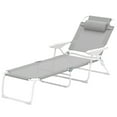 thumbnail image 4 of Zero Gravity Reclining Lounge Chair Folding Patio Chair with 4 Position Adjustable Backrest Padded Pillow Breathable Mesh Fabric for Outdoor Indoor Use Pool Beach Backyard Camping Light Gray 265 lbs, 4 of 7