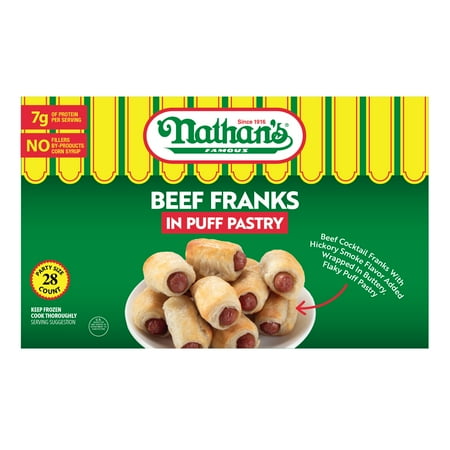 Nathan's Famous Beef Franks in Puff Pastry, Frozen Snack, 17.5 oz (496g)