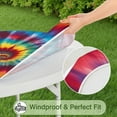 thumbnail image 5 of Colorful Rainbow Tie Dye Spiral Pattern Round Fitted Tablecloth with Elastic Edge,Dining Table Cover Waterproof,Outdoor Round Tablecloth for Camping,Dining,Indoor and Outdoor, 5 of 7