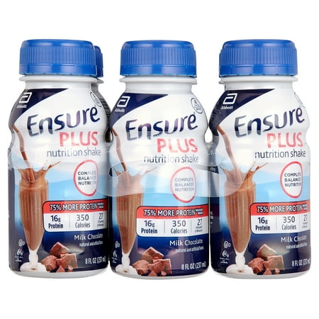 Ensure Plus Meal Replacement Nutrition Shake, Milk Chocolate, 16g Protein, 8 fl oz - 6 Pack