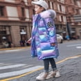 thumbnail image 4 of Kid Girls Hooded Parka Puffer Down Jacket Coat Thick Winter Parka Mid Long Down Puffer Padded Jacket 6-16 Years, 4 of 5