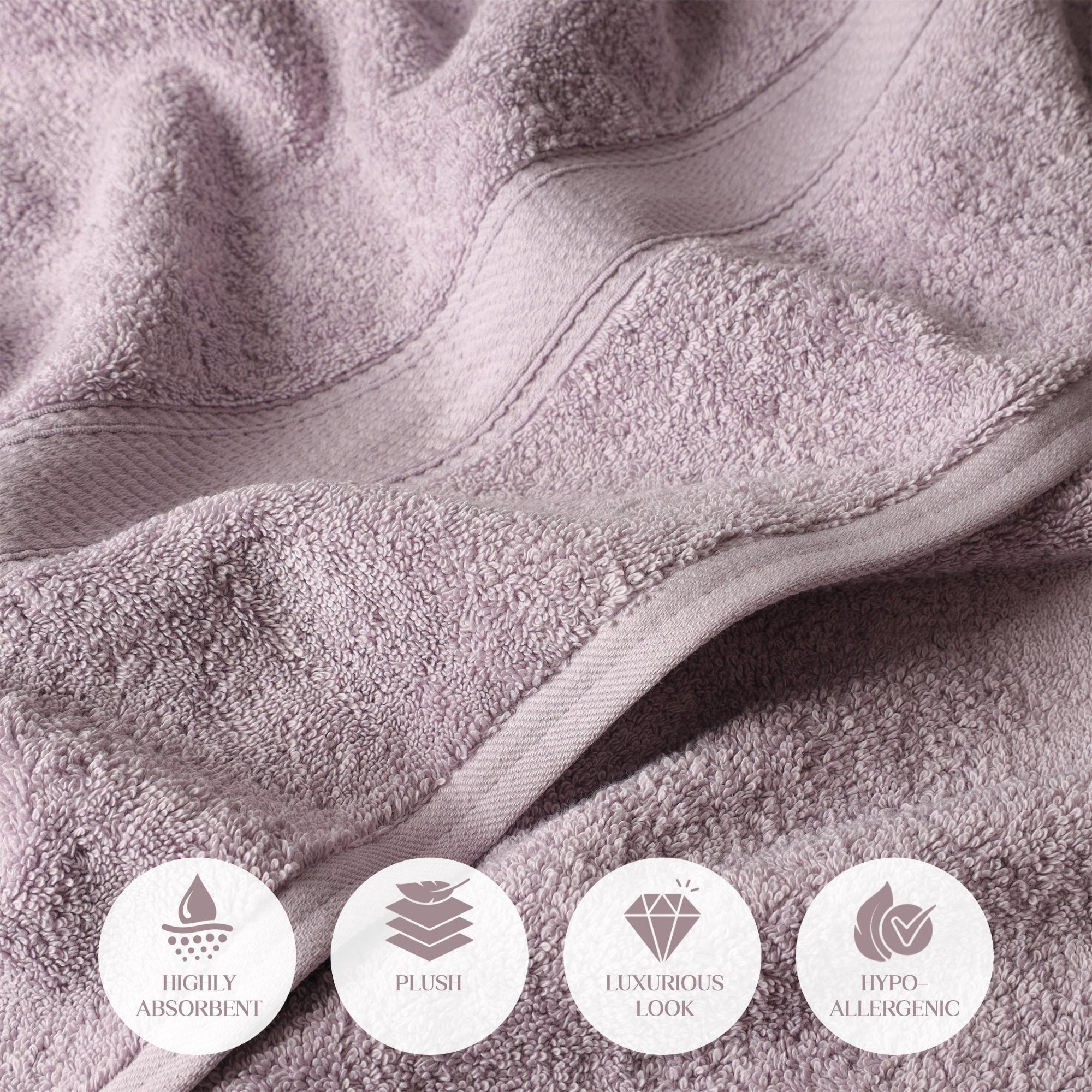 Superior Madeline Egyptian Cotton Ultra-Plush 12-Piece Towel Set, Purple