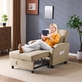 thumbnail image 4 of Ktaxon Sleeper Sofa Bed Convertible Chair Faux Leather 3-in-1 Futon Sofa with Lumbar Pillow for Living Room Bedroom Office Apartment Furniture Beige, 4 of 13