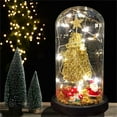 thumbnail image 4 of Christmas Tree in Glass Dome, Tabletop Led Christmas Tree with Wood Base Mini Artificial Xmas Tree with String Light Ideal Christmas, 4 of 8