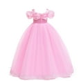 thumbnail image 6 of IBTOM CASTLE Kids Girl Cinderella Costume Princess Fancy Dress Up Butterfly Off Shoulder Long Dress with Accessories Halloween Christmas Carnival Cosplay Party Outfit, 6 of 8