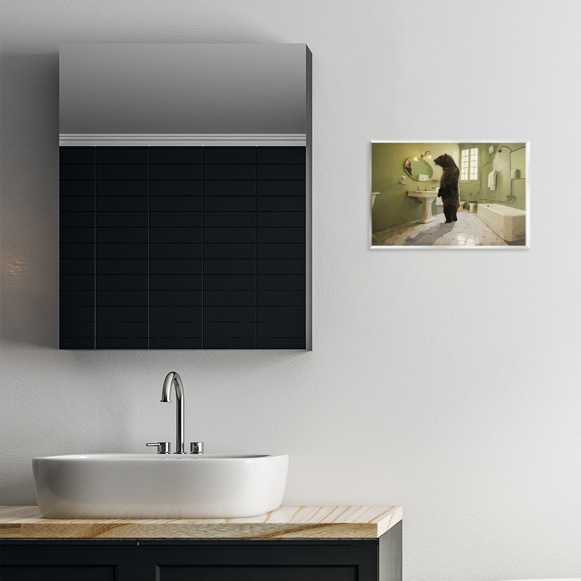 The Houseguest Bear in Bathroom Wall Plaque Art, design by Keith Thomson