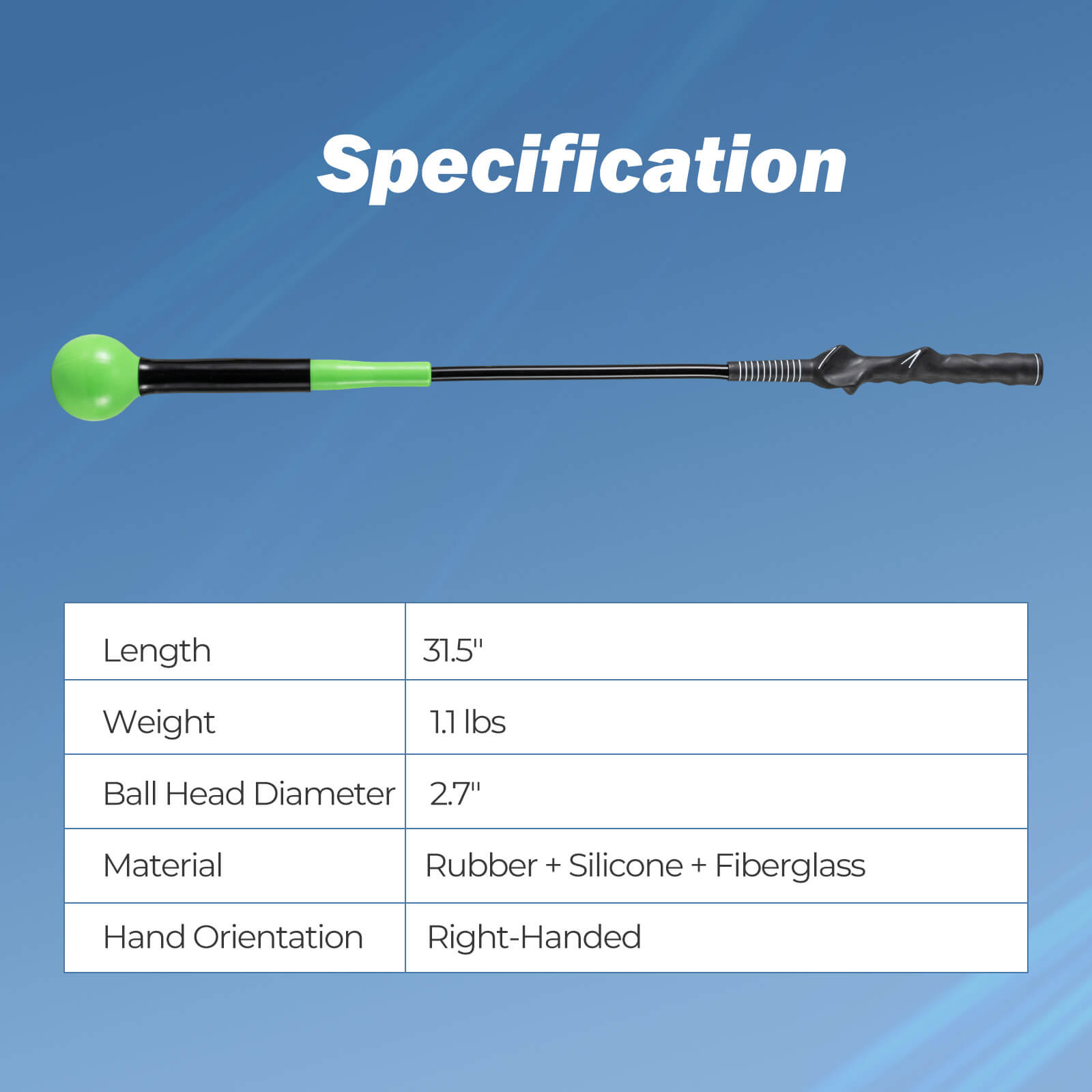 Costway 31.5" Golf Swing Trainer Aid with Weighted Head for Grip Rhythm Flexibility Balance Green