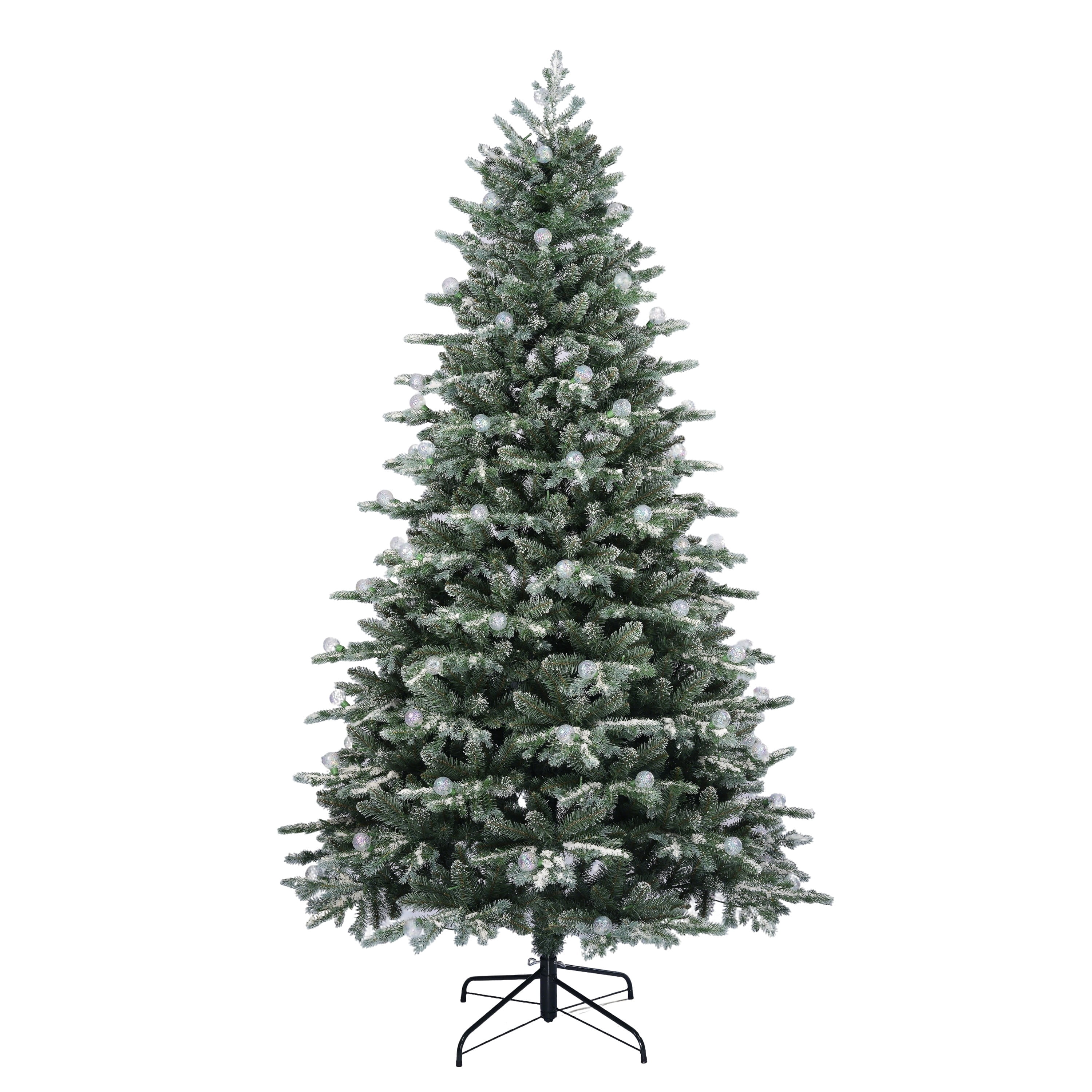 7.5' Pre-Lit Snow-Flocked Warner Green Artificial Christmas Tree with 450 Warm White LED Lights and Stand, by Holiday Time