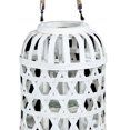 thumbnail image 3 of Wooden Lantern with Octagonal Cut Out and Rope Hanger, Medium, White- Saltoro Sherpi, 3 of 5