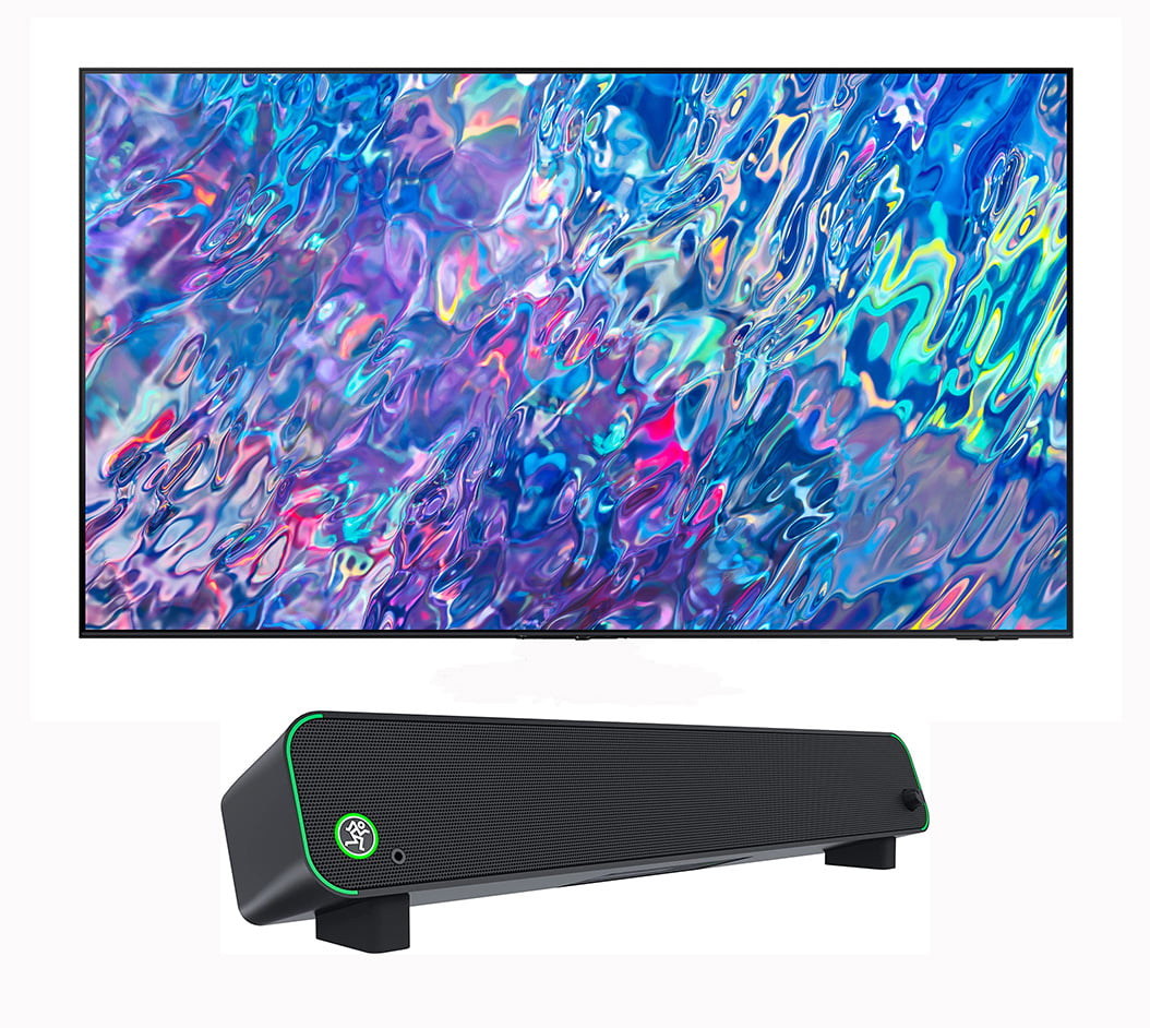 Samsung QN75QN85BAFXZA 75" 4K QLED UHD Smart TV in Titan Black with a Mackie CR-STEALTHBAR Desktop Soundbar with Bluetooth - Black/Green (2022) - Walmart.com